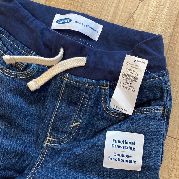 Old Navy Relaxed Fit Jeans With Functional Drawstring Size 18-24 Months. - Picture 3 of 3